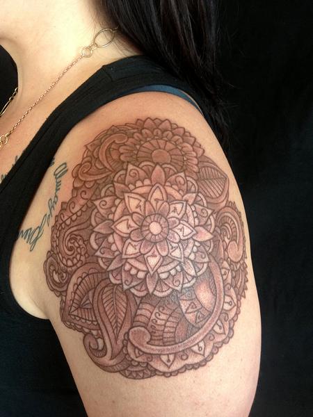 Tattoos - Brown Mandala Tattoo - 74172